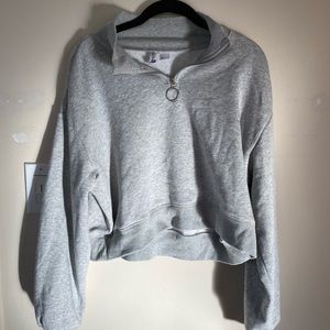 H&M Grey Cropped Quarter Zip